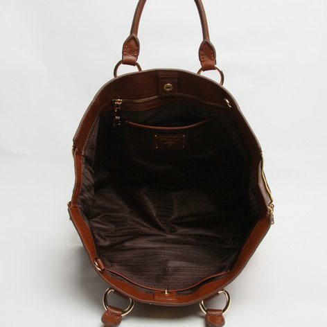2014 Prada original calfskin tote bag BN2522 brown - Click Image to Close